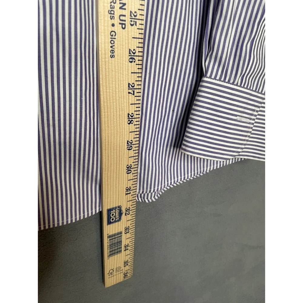 POLO RALPH LAUREN SLIM FIT STRIPED‎ DRESS SHIRT MENS XL 17.5 PURPLE EXCELLENT